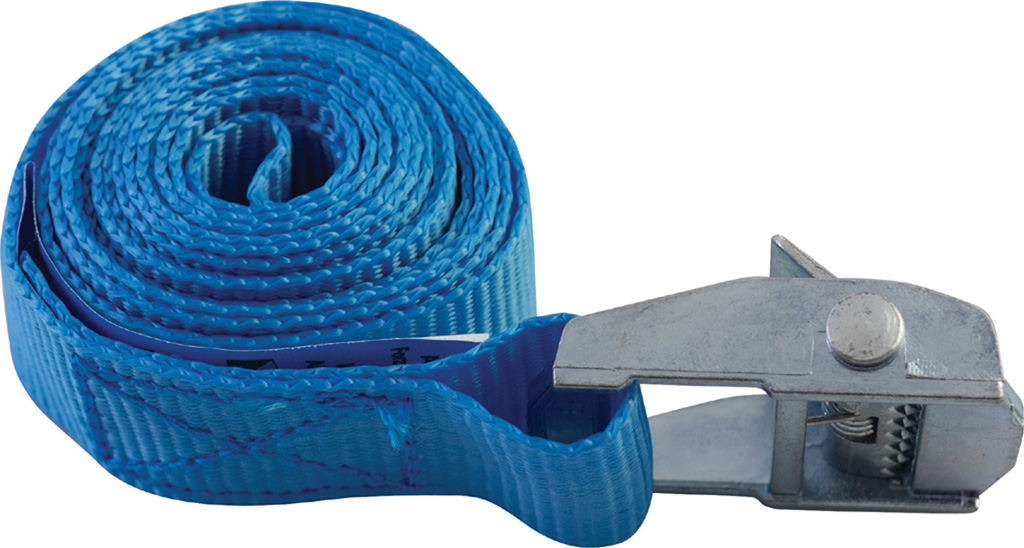 Cinghia semplice di ancoraggio MAURER da 25 mm - nastro in poliestere da 1,5mt, senza ganci - con morsetto a pressione