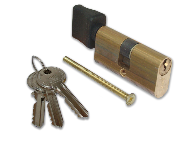 Cisa 08230.02.0 Cilindro Ovale, con pomolo in alluminio, corpo in ottone, fornito con 3 chiavi. Dimensioni: 56: 28/28. Finitura 