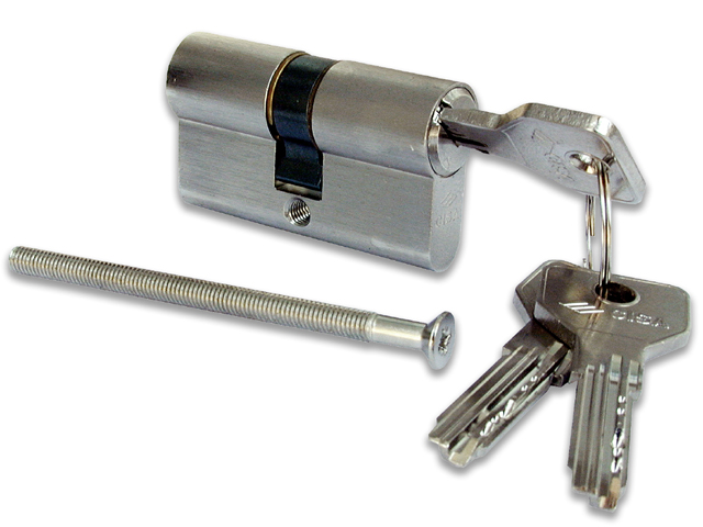 Cisa 0E300-22-0-12 cilindro europeo ASIX, corpo in ottone nichelato, camma compatibile DIN, antistrappo, fornito con 3 chiavi.MM