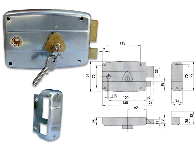 Cisa 50471-60-1 Serratura da applicare a cilindro (02106) da cancello. Con aletta di fissaggio.