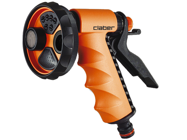 Claber 9391 Pistola Ergo Garden. Lancia a pistola multigetto con comoda impugnatura ergonomica. Ruotando la testa della pistola 