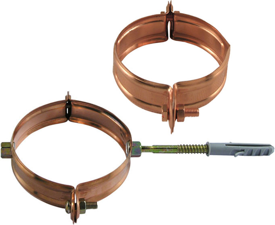 Collare in rame per tubi pluviali - completo di tassello ad espansione in nylon 2 COPPIE MM80