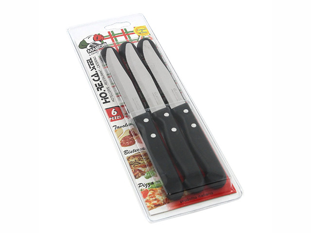 COLTELLI DA BISTECCA MANICO NERO 6PZ MARIETTI