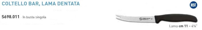 COLTELLO BAR 1/2 DENTATO CM.11 SUPRA AMBROGIO SANELLI