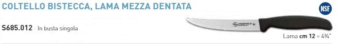 COLTELLO BISTECCA LAMA MEZZA DENTATA SUPRA CM.12 AMBROGIO SANELLI COD.S685.012