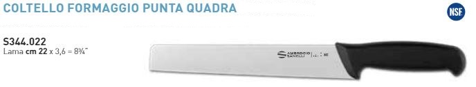 COLTELLO FORMAGGIO PUNTA QUADRA  CM.22 AMBROGIO SANELLI COD.S344.022