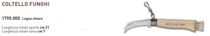 COLTELLO FUNGHI CHIARO ACCIAIO INOX MANICO FAGGIO/CARPINO CODEGA COD.1790.000