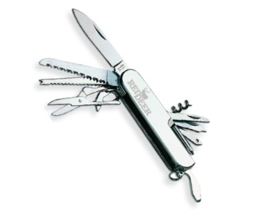 COLTELLO MULTIUSI TASCABILE inox, 11 usi,  manico piatto 9CM