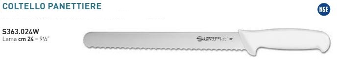 COLTELLO PANETTIERE MANICO BIANCO linea SUPRA CM24 AMBROGIO SANELLI