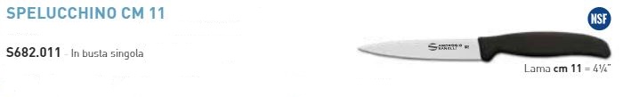 Coltello SPELUCCHINO CM11  linea SUPRA. I materiali utilizzati sono sterilizzabili, resistenti alla corrosione ed alle elevate t