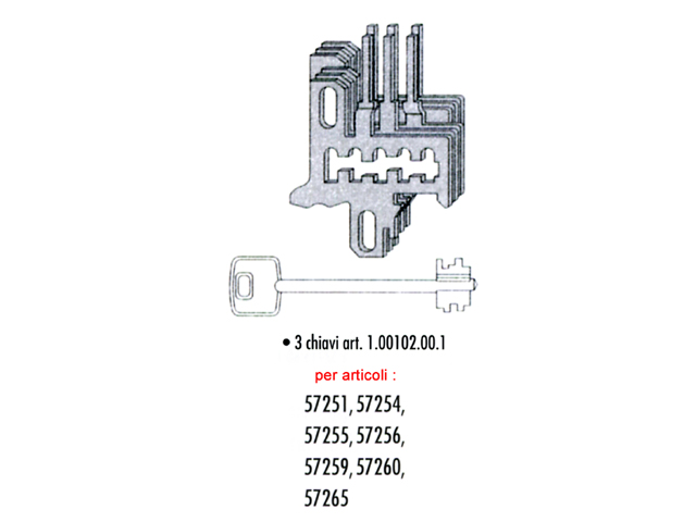 COMPONENTE CIFRATURA Cisa 07590.21 gruppo nottolini in acciaio fornito con 3 chiavi art.00102.00.1