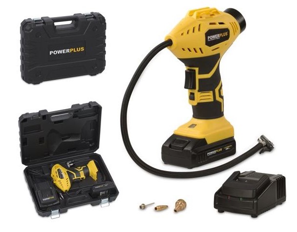 COMPRESSORE portatile A BATTERIA 18V LI-ION 8 BAR CON ACCESSORI MOD. POWX1700 POWERPLUS