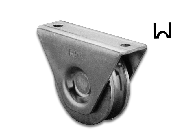 Comunello Art.327 ruota con supporto esterno con gola semitonda. Zincata. MM80