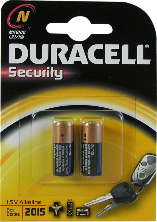 Confezione 2 pile alkaline DURACELL security N 1,5V - lunga durata - utilizzate per molteplici apparecchi, in particolare teleco
