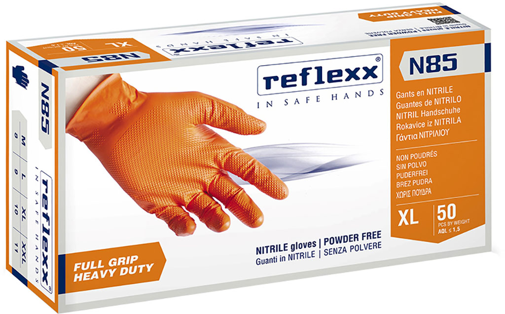 CONFEZIONE 50 GUANTI NITRILE 3D FULL GRIP TAGLIA L REFLEXX