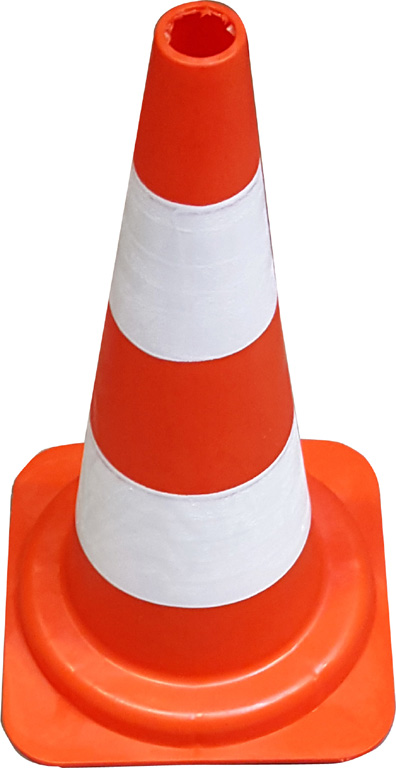 CONO STRADALE IN RESINA BIANCO / ROSSA FLUORESCENTE CM30