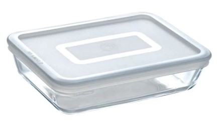 Cook & Freeze contenitore rettangolare in vetro extra resistente con coperchio in plastica 25x19xH8cm. 2,6LT PER FORNO (220°C) E