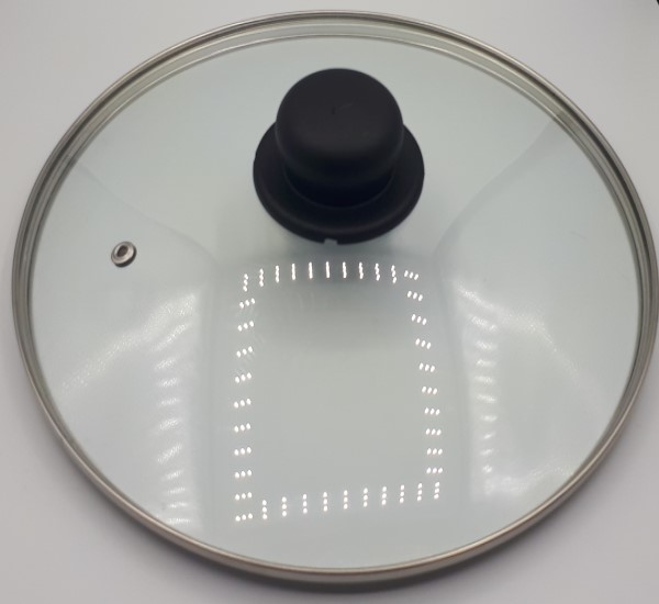 COPERCHIO DI VETRO CM20 CON BORDO INOX ART. 47224