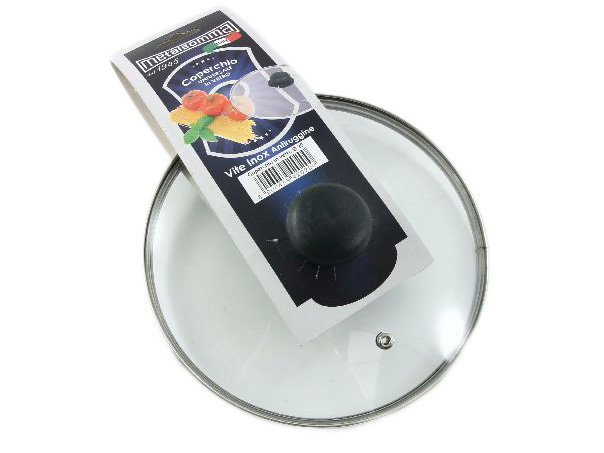 COPERCHIO VETRO cm 20 BORDO INOX METALSOMMA