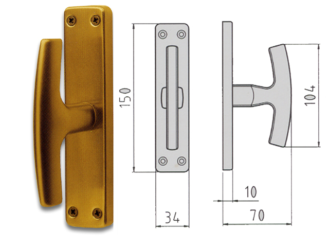 CREMONESE ALOX SERIE GABRY EZ+Q7. Altezza mm. 150, larghezza mm. 34. Colore Bronzato. ART. 400407004