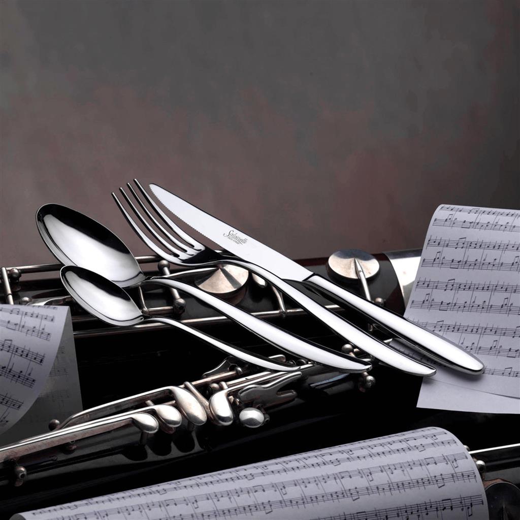 CUCCHIAINO CAFE' Salvinelli Linea FAST,  in Acciaio Inox 18-10. Finitura lucida. Spessore 2,5 mm. Lunghezza 140mm.