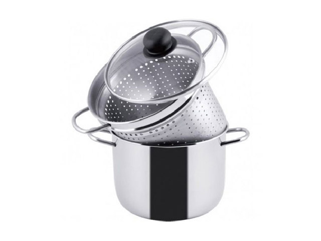 CUOCIPASTA PASTISSIMA LT8 CM24Cuocipasta Pastissima in acciaio inox, con 2 manici e coperchio in vetro bordato in inox. Dotata a