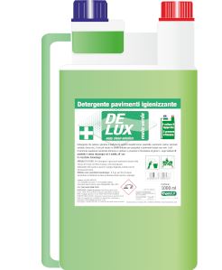 DE-LUX PAVIMENTI E SUPERFICI 1 LT CON DOSATORE Detergente / Deodorante / Igienizzante. MELA VERDE