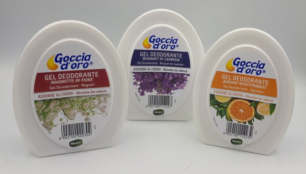 DEODORANTE AMBIENTE DEOGEL FRAGRANZE ASSORBENTI 150 gr. GOCCIA D'ORO RELEVI