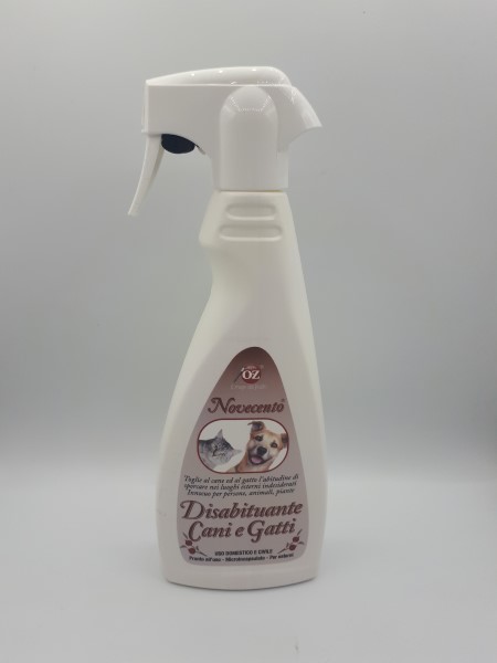 DISABITUANTE CANI E GATTI 500ML Toglie al cane ed al gatto l'abitudine di sporcare nei luoghi esterni indesiderati. Innocuo per 