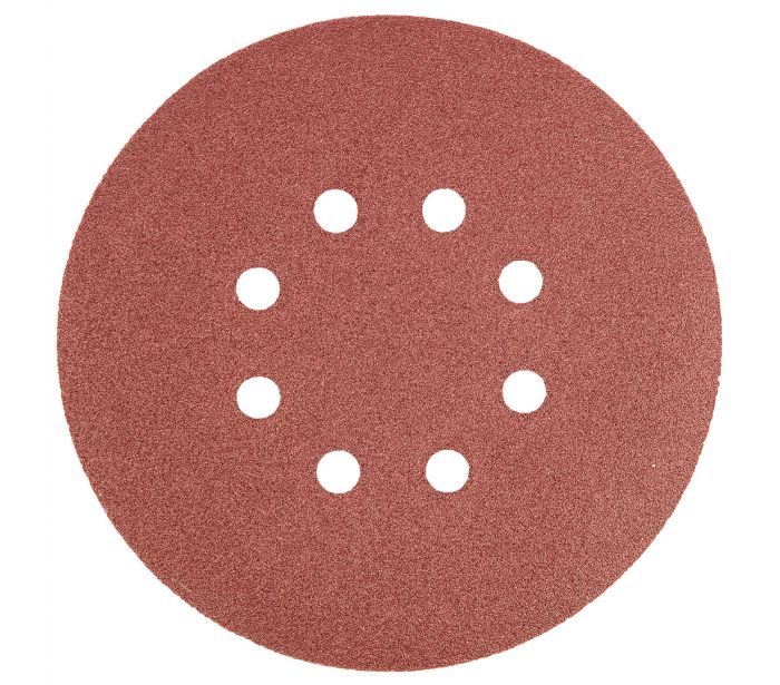 DISCHI ABRASIVI 150 MM, K150, 5 PZ, CON 8 FORIMARCA: GRAFITEDischi abrasivi GRAPHITE (rif. 55H949) grana K150 diametro 150 mm pe