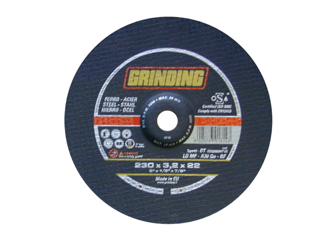 Disco abrasivo da taglio FERRO 125x3,2x22  GRINDING a centro depresso.