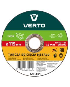 DISCO DA TAGLIO PER METALLI INOX 115 X 1,5 X 22,2 MM.VERTO