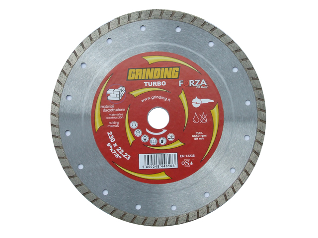 Disco diamantato da mm. 230 FORZA. Per tutti i materiali in uso in edilizia: mattoni, piastrelle, ghiaino, gres, cotto, marmo, g