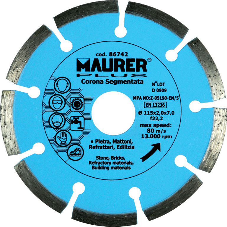 Disco diamantato diametro 230mm MAURER PLUS mod. Corona Segmentata