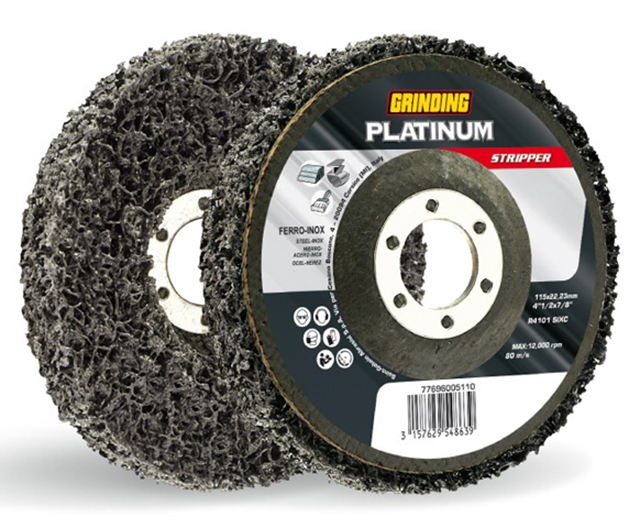 Disco Platinum Stripper Power mm115x22,23. Disco in tessuto non tessuto per pulitura e decapaggio. Struttura in rete di nylon, a