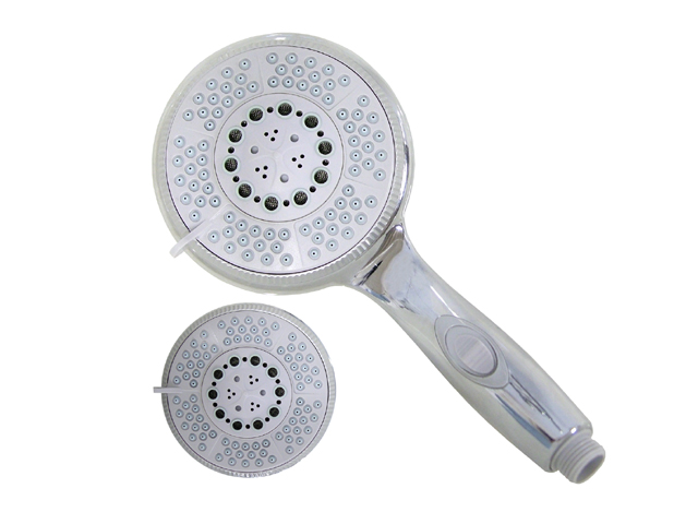 Doccetta a 5 getti cm.12 in plastica cromata con funzione acquastop (idromassaggio, idromassaggio/pioggia, pioggia, pioggia/soft