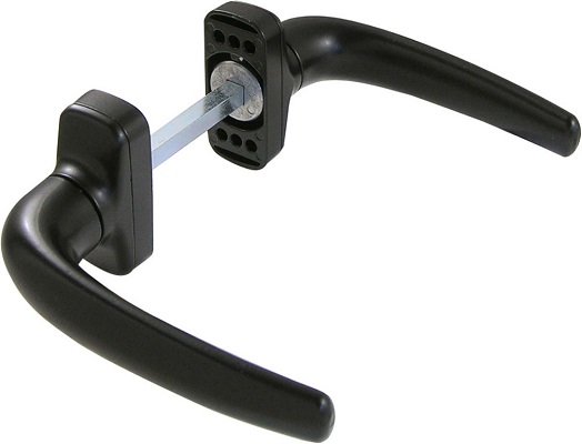 DOPPIA MANIGLIA IN MAGNESIA ALLUMINIO COLORE NERO RAL9005 FINITURA LUCIDA