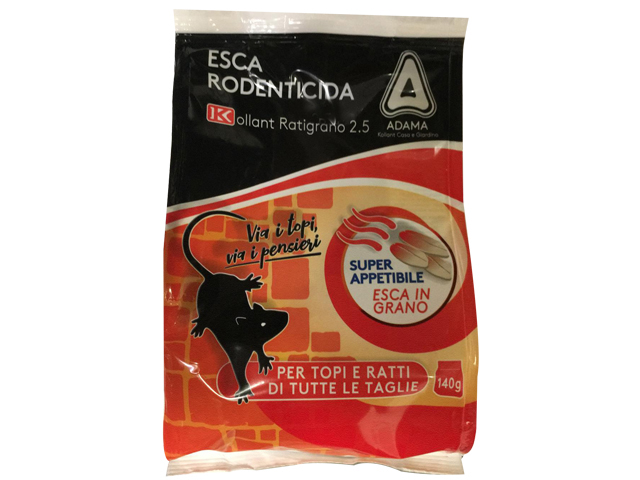 ESCA RODENTICIDA PER TOPI E RATTI Kollant Ratigrano 2.5 140G