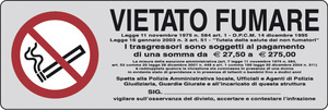ETICHETTA ADESIVA MM150X50 VIETATO FUMARE L.311/1