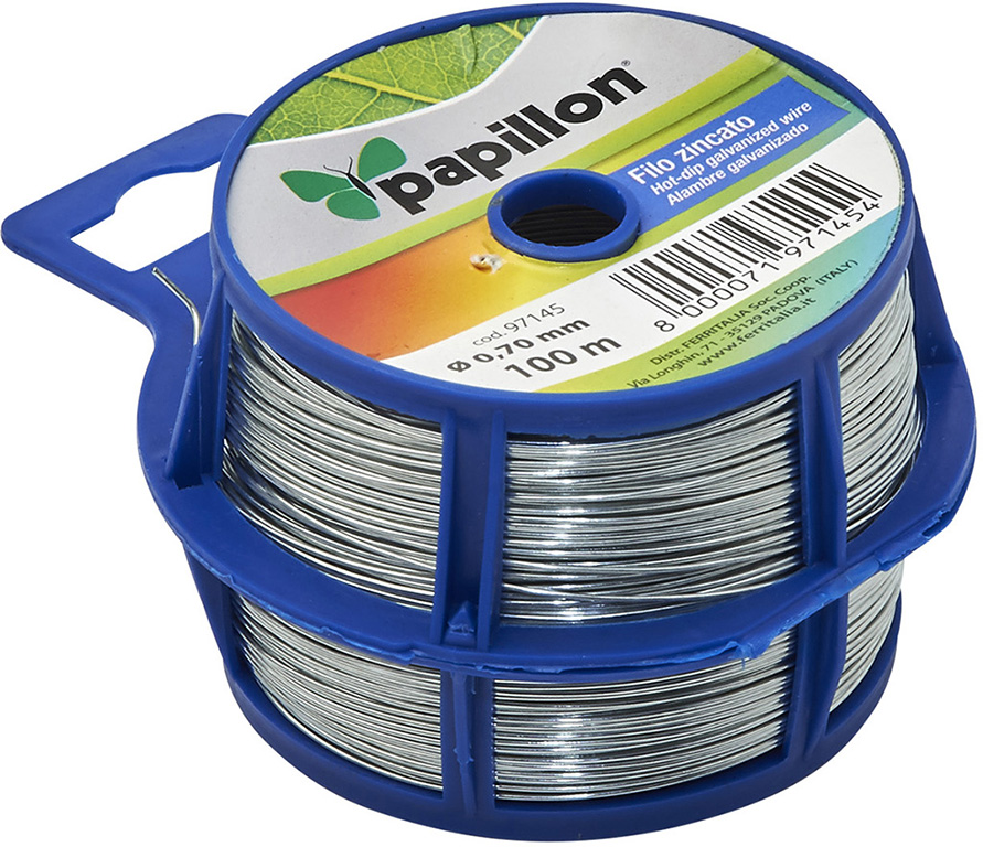 Filo di ferro zincato MM.1,25 MT.25 in rotolino nel dispenser con taglierina