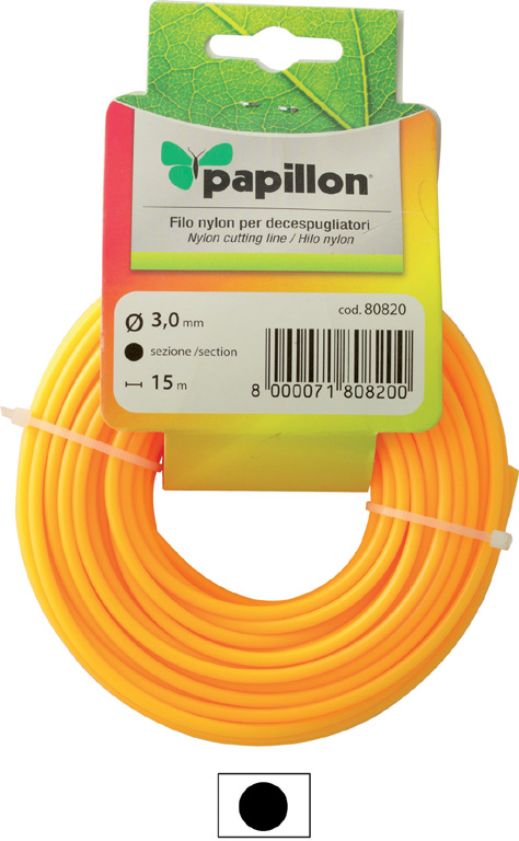 Filo in nylon PAPILLON  per decespugliatori - profilo tondo - blister da 15 mt