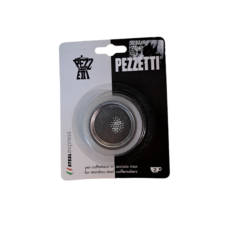 FILTRI MOKA 2 TAZZE PEZZETTI 2 GUARNIZIONI + 1 FILTRO