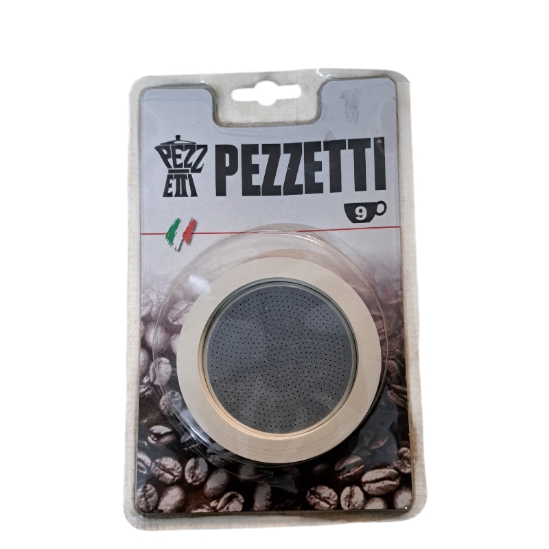 FILTRI MOKA 9 TAZZE PEZZETTI 2 GUARNIZIONI + 1 FILTRO