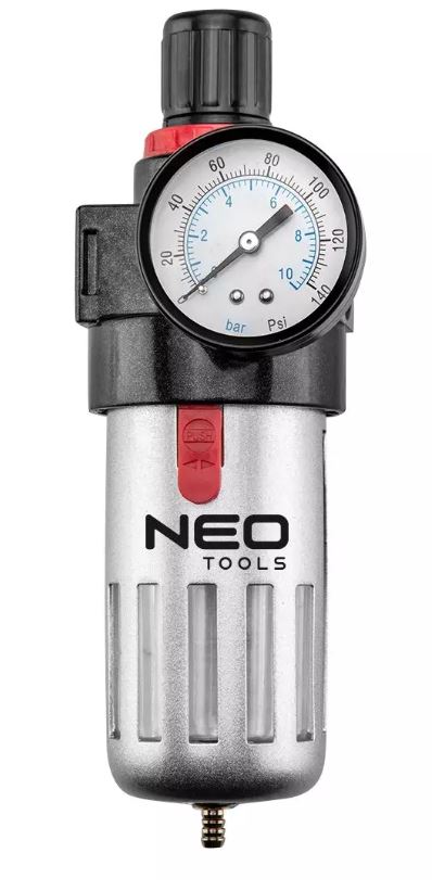 FILTRO DI SCARICO CON RIDUTTORE DI PRESSIONE 1/2  custodia in metallo ART. 14-732 NEO TOOLS