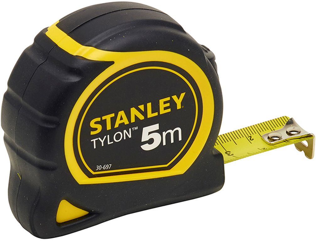 Flessometro STANLEY tipo TYLON MT 8 mm25 - cassa ergonomica in ABS antiurto - rivestimento in gomma antiscivolo
