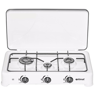 FORNELLO A GAS 3 FUOCHI CON COPERCHIO ITIMATin acciaio verniciato, griglia in acciaio. Completi di coperchio. 3 fuochi Potenza 4
