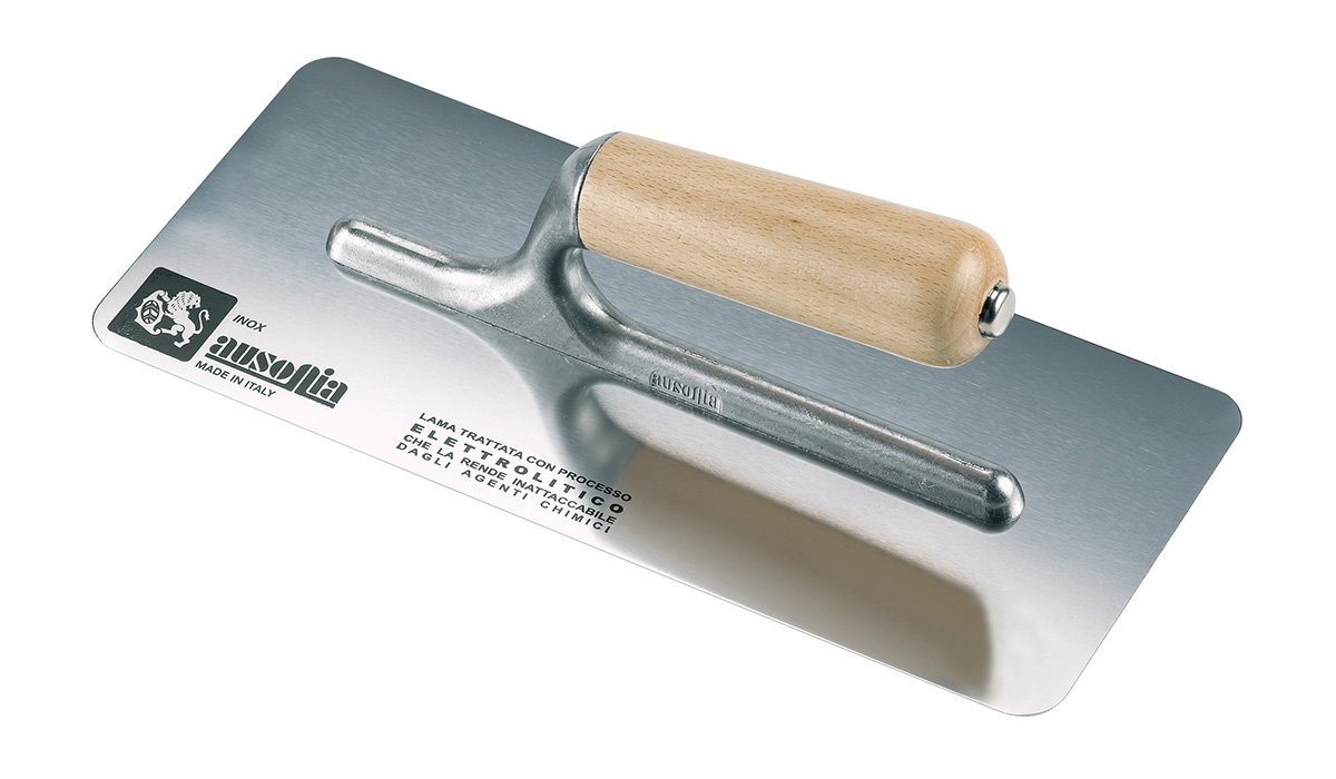 FRATTAZZO A BORDI TONDI CM20X8 INOX CON MANICO IN LEGNO