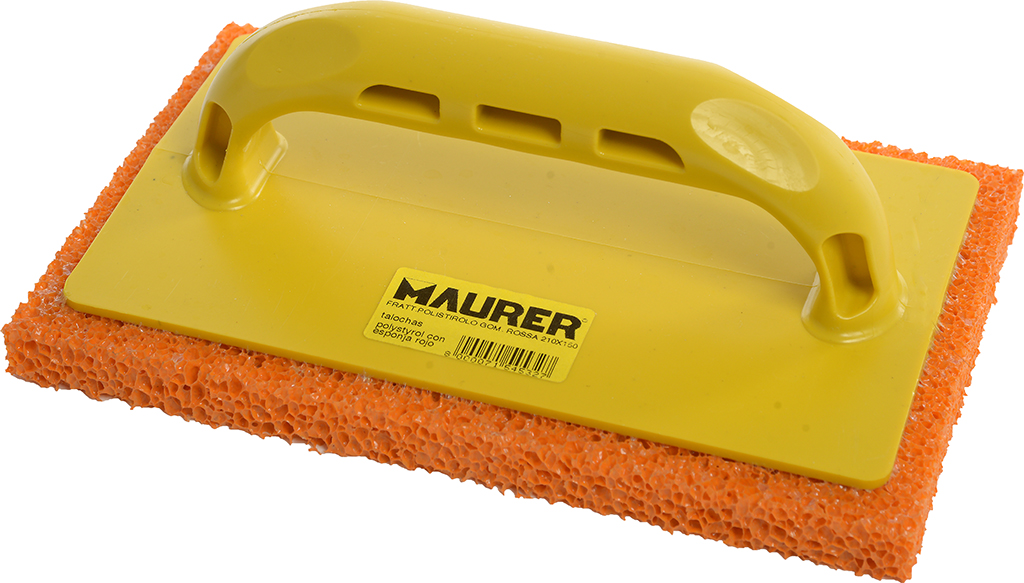 Frattazzo in polistirolo MM210X150 con spugna morbida MAURER   colore rosso, spessore 15 mm