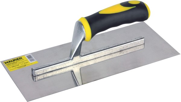 Frattone rettangolare CM28X12 liscio MAURER in acciaio inox - manico in bicomponente