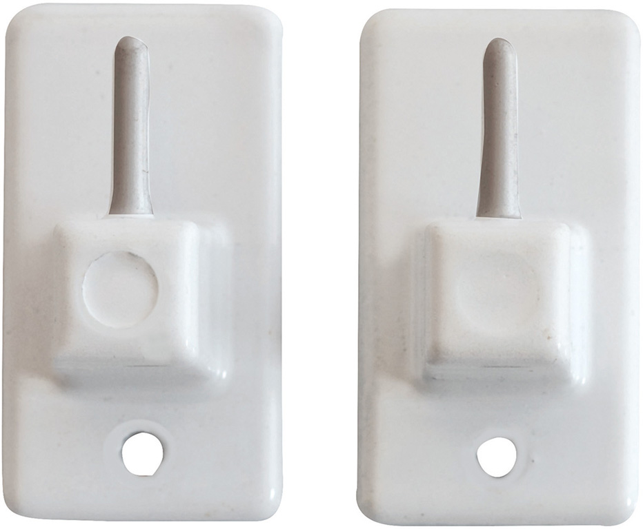 Gancio adesivo MAURER per bris-bris - 28x16 mm - in plastica - colore bianco.